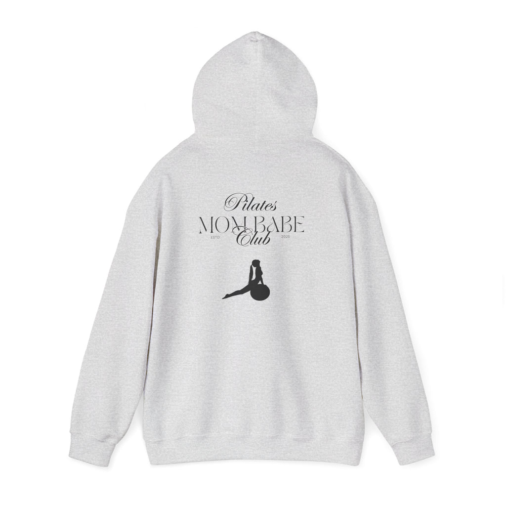 Pilates Mom Babe Club — Workout Graphic Hoodie (Black Print)