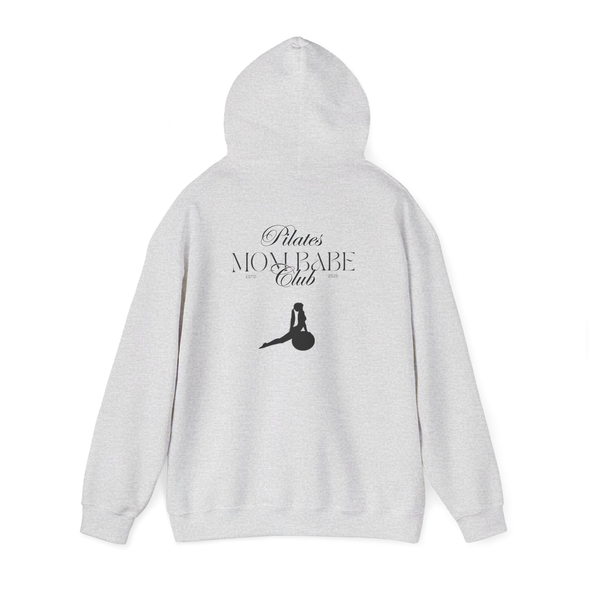 Pilates Mom Babe Club — Workout Graphic Hoodie (Black Print)