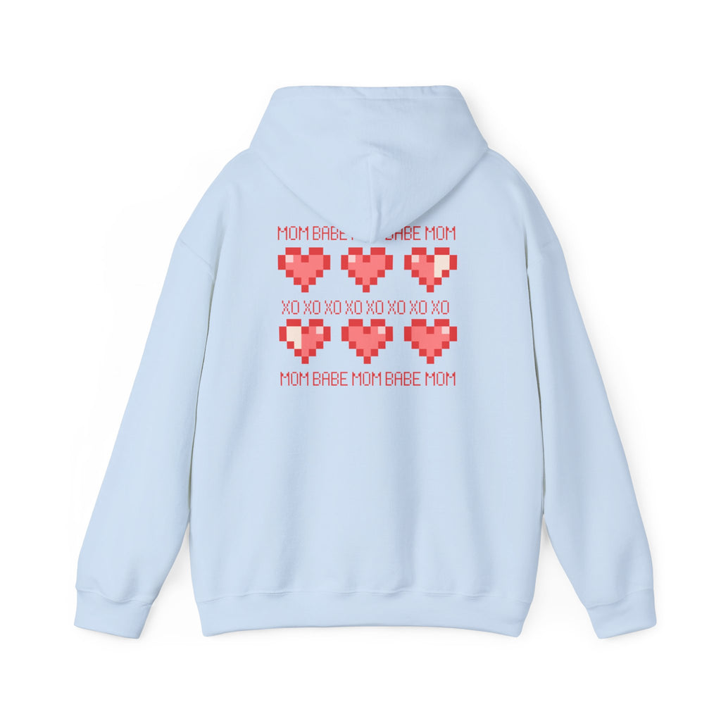 Mom Babe XOXO - Pixel Heart Graphic Hoodie