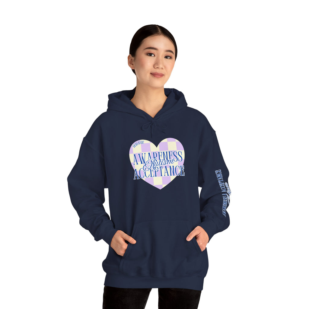 Autism Awareness and Acceptance — Checkered Heart Hoodie