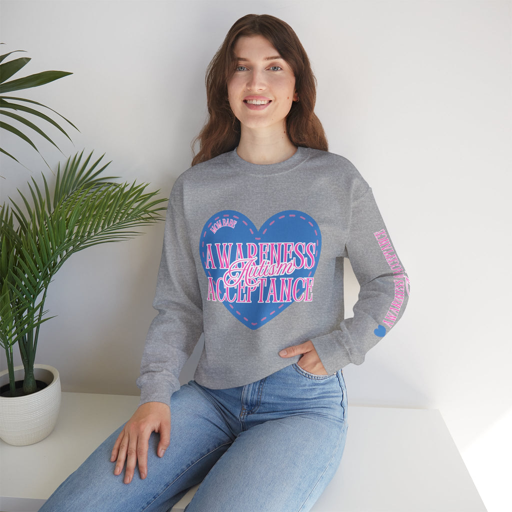 Autism Awareness and Acceptance — Stitched Heart Sweatshirt