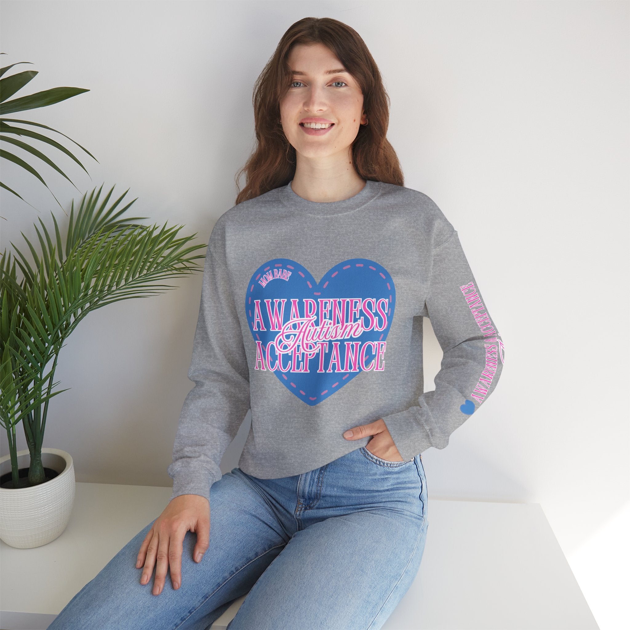 Autism Awareness and Acceptance — Stitched Heart Sweatshirt
