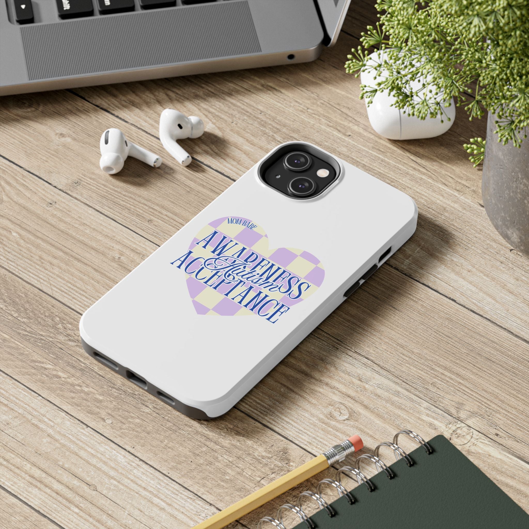 Autism Awareness and Acceptance — Checkered Heart Phone Case