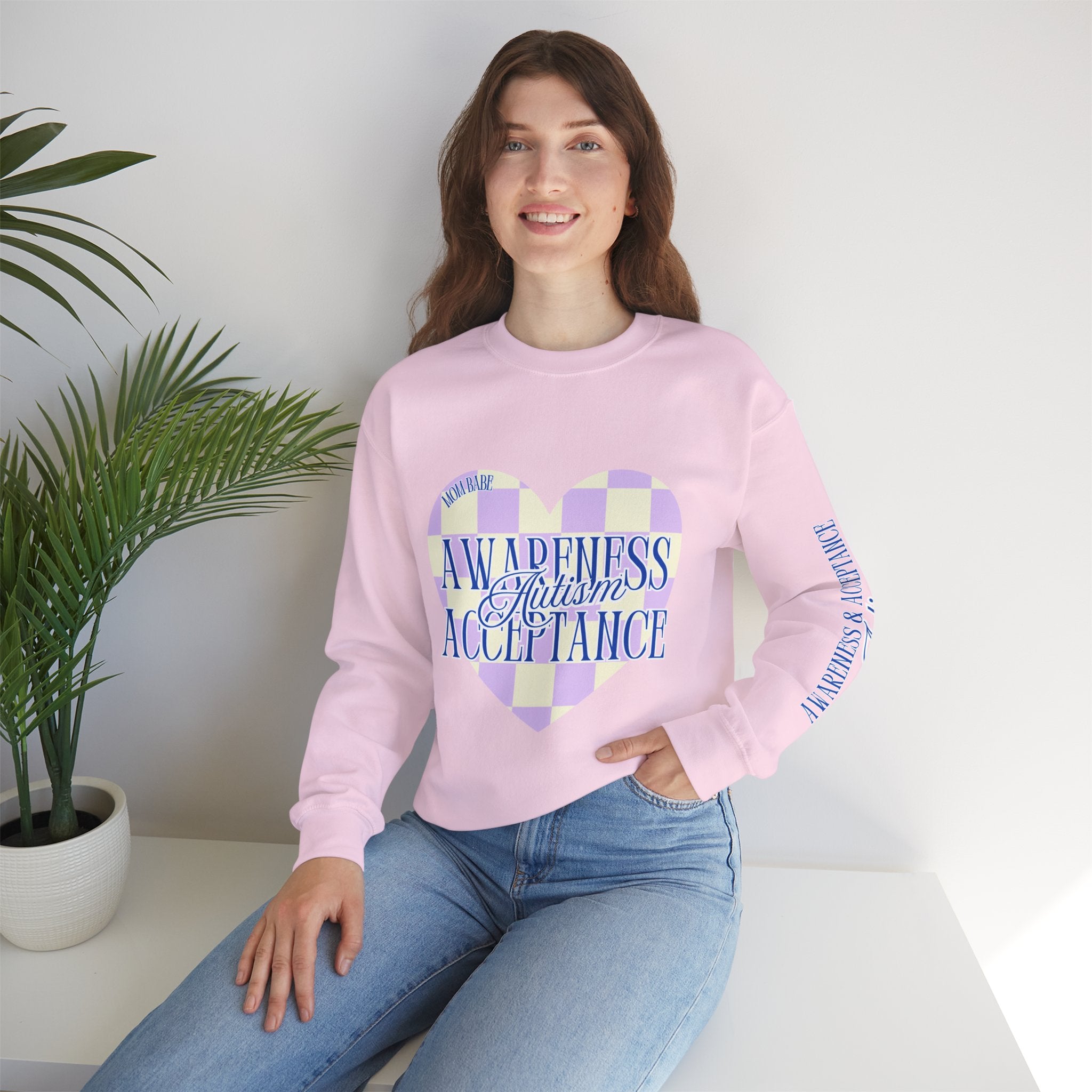 Autism Awareness and Acceptance — Checkered Heart Sweatshirt
