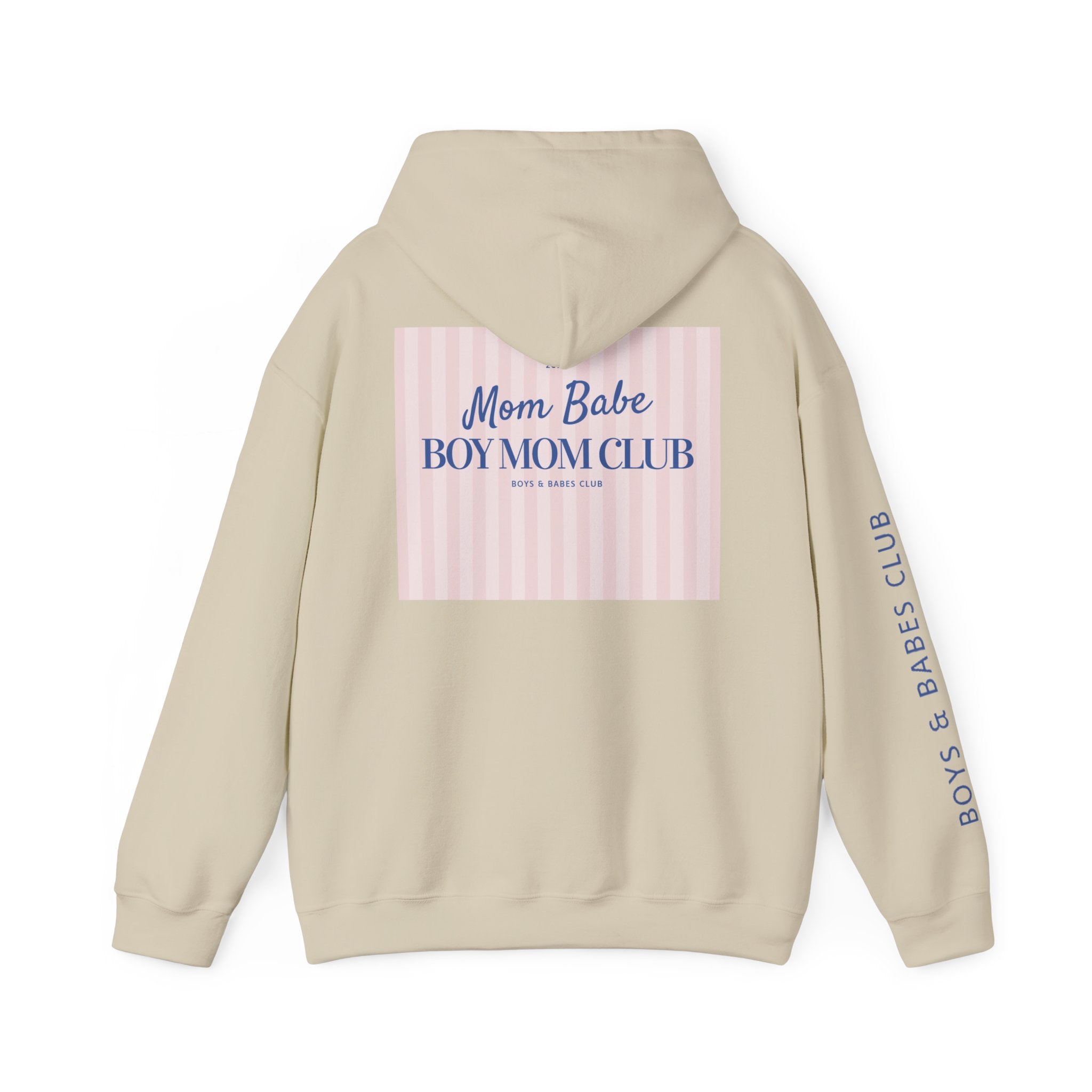 Mom Babe Boy Mom Club - Striped Graphic Hoodie