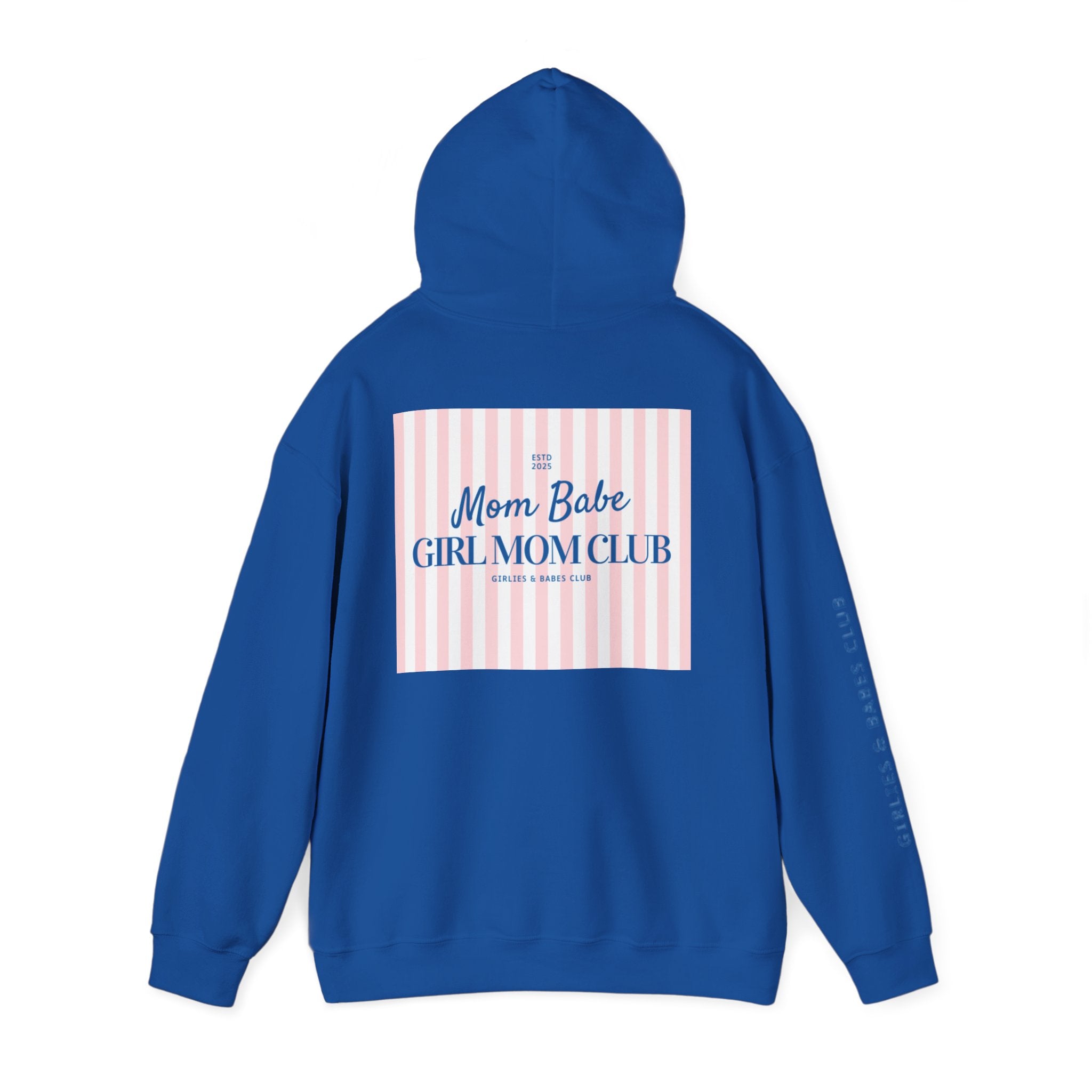 Mom Babe Girl Mom Club - Striped Graphic Hoodie