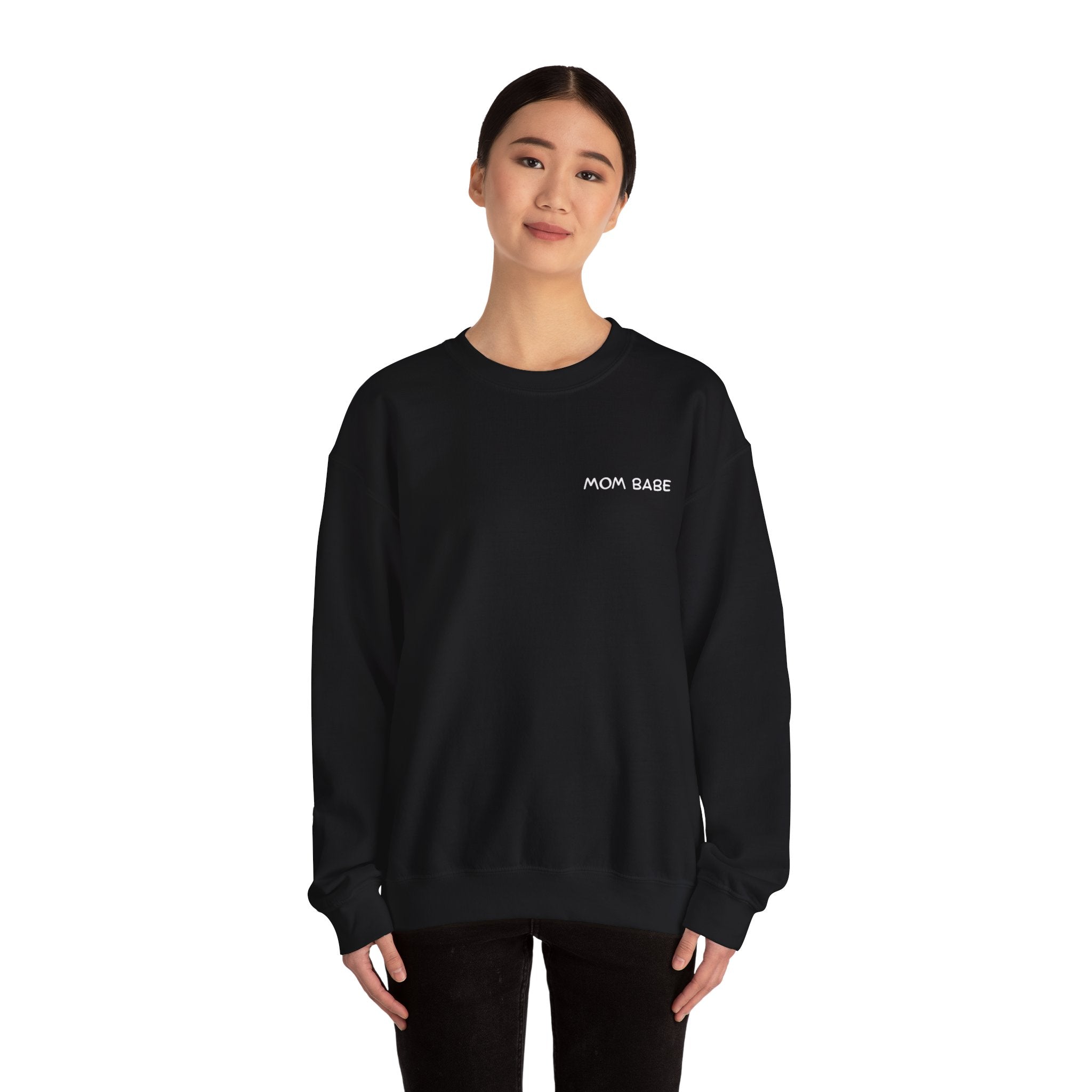 Mom Babe For Hot Moms - Retro Pop Art Graphic Sweatshirt (White font on black)