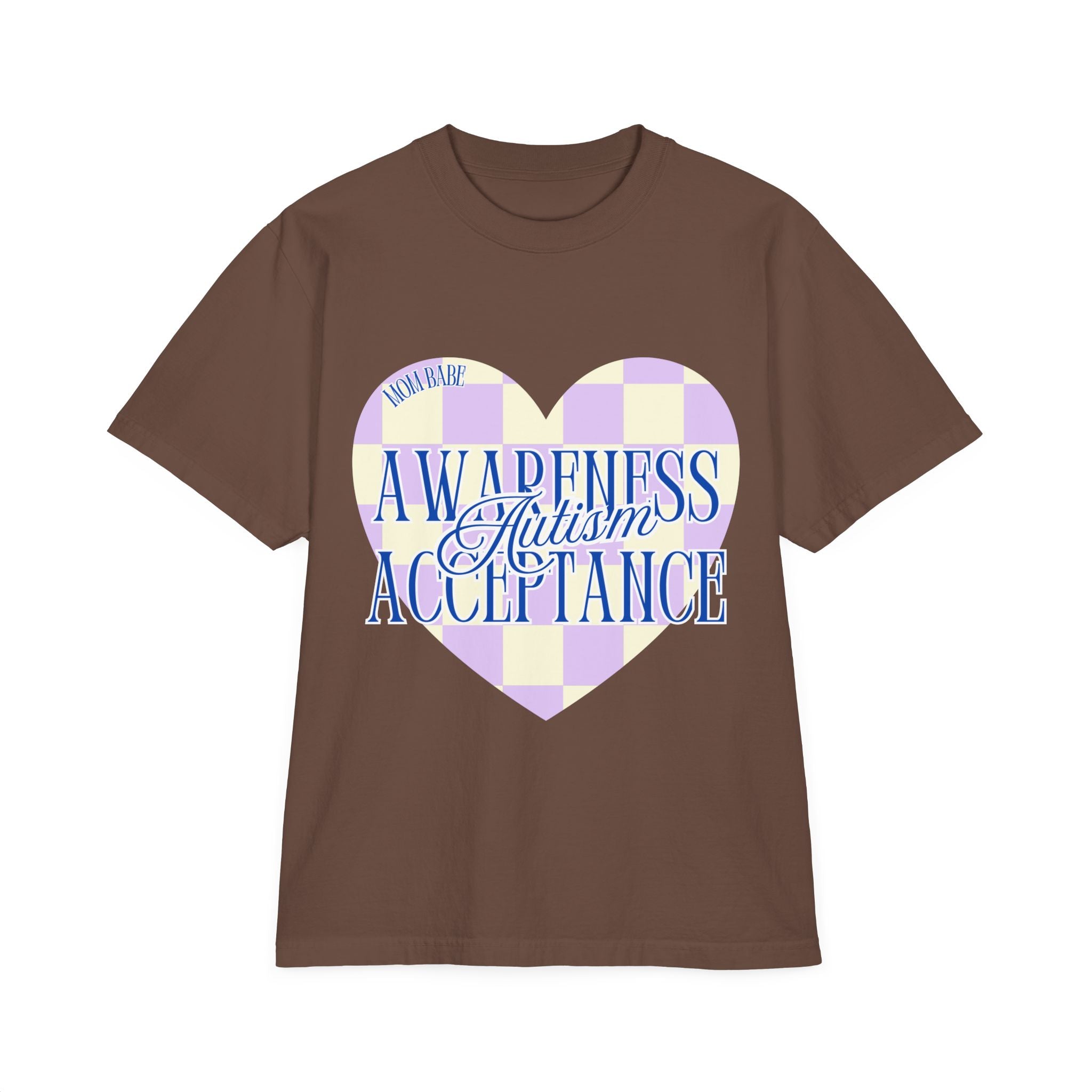 Autism Awareness and Acceptance — Checkered Heart Oversized Drop Sleeve Tee