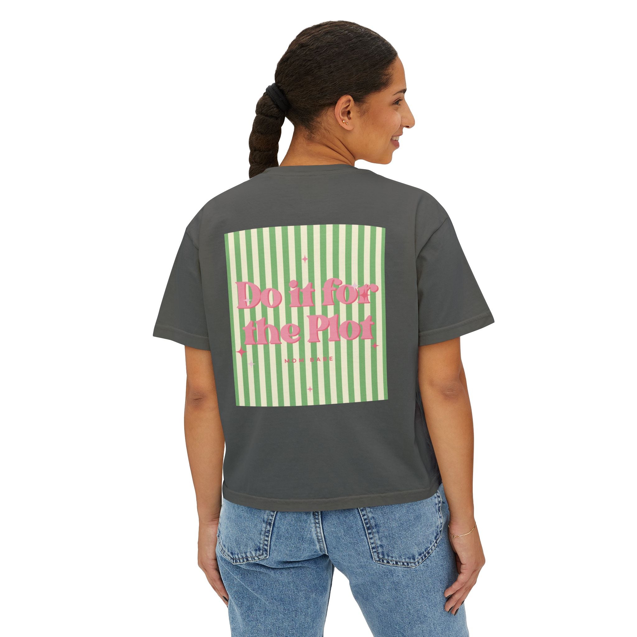 Do It For The Plot Mom Babe - Striped Graphic Tee