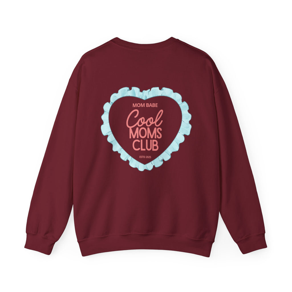 Mom Babe Cool Moms Club - Ruffled Heart Graphic Sweatshirt