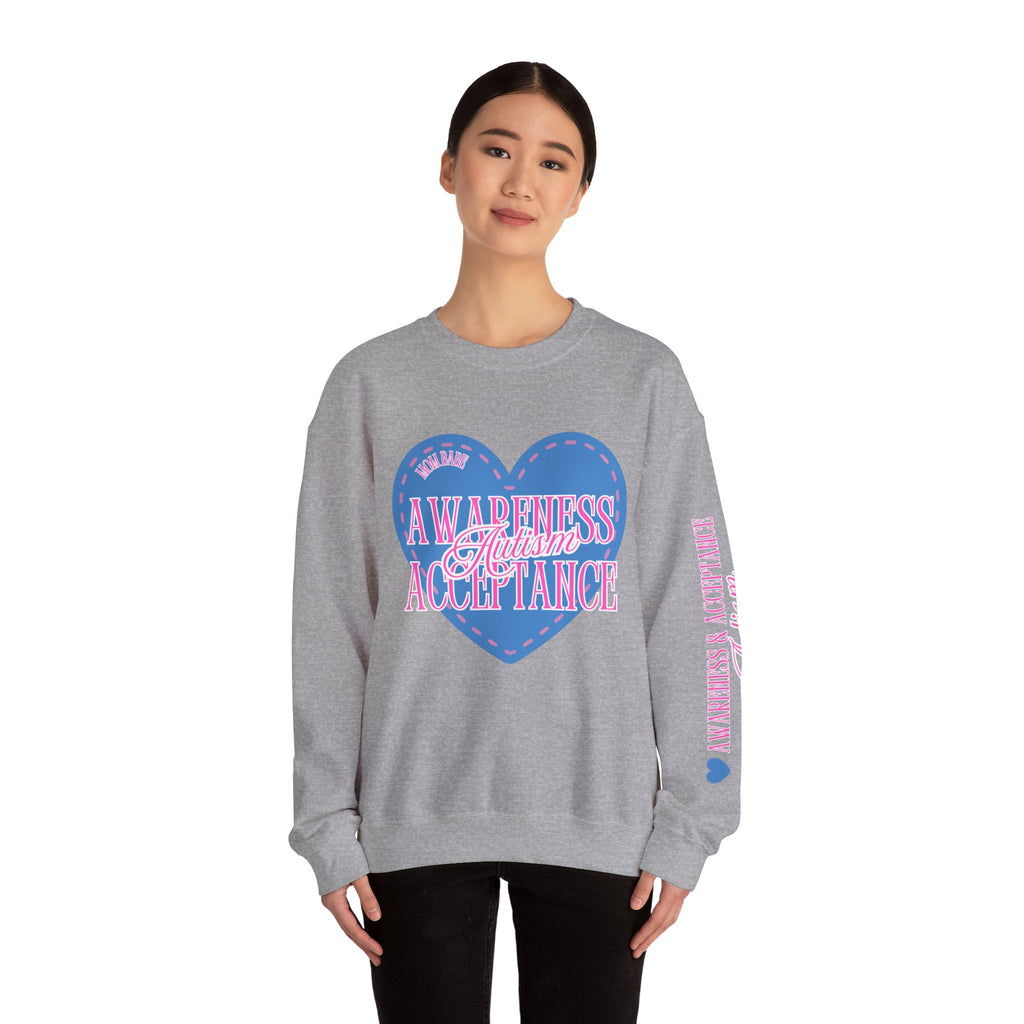 Autism Awareness and Acceptance — Stitched Heart Sweatshirt