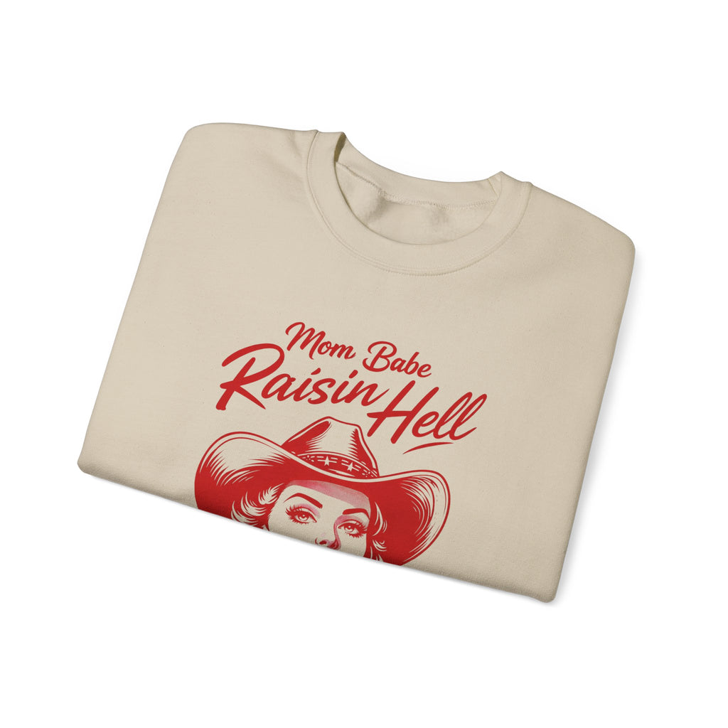 Mom Babe Raisin’ Hell - Cowgirl Graphic Sweatshirt