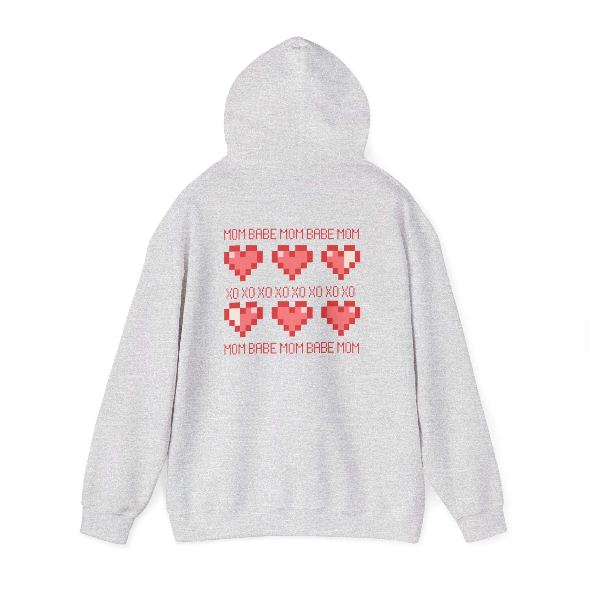 Mom Babe XOXO - Pixel Heart Graphic Hoodie