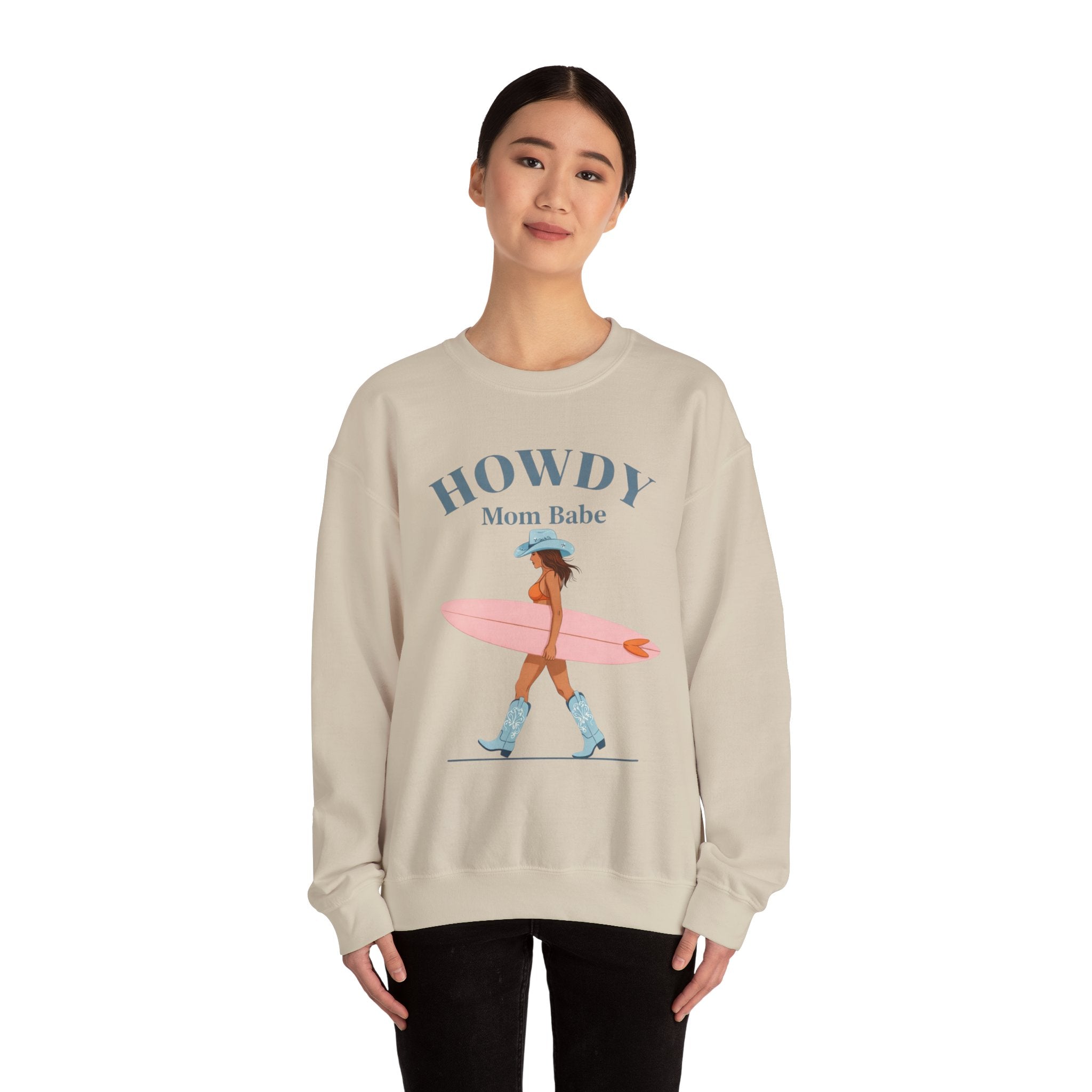 Howdy Mom Babe — Surf Girl Graphic Sweatshirt
