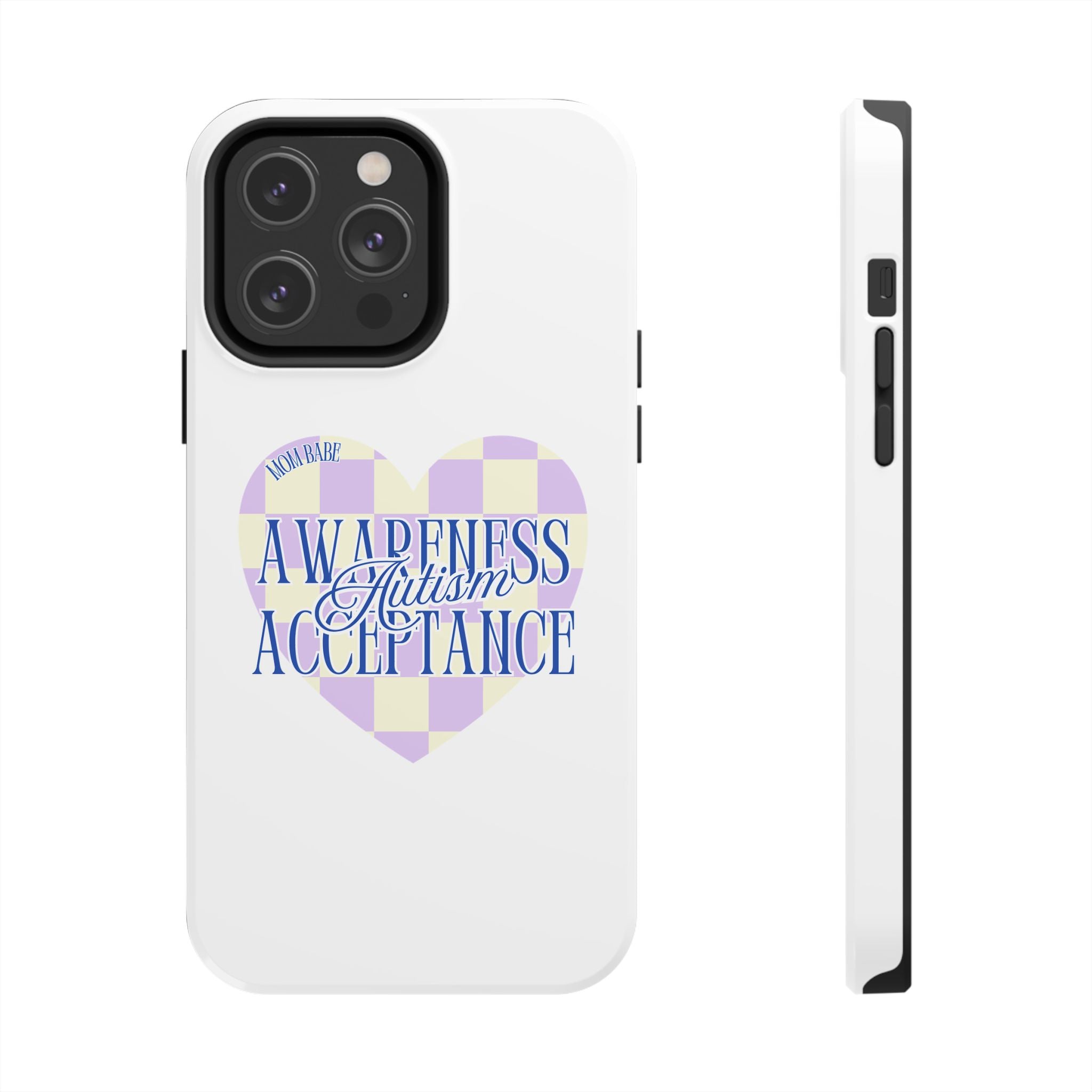 Autism Awareness and Acceptance — Checkered Heart Phone Case