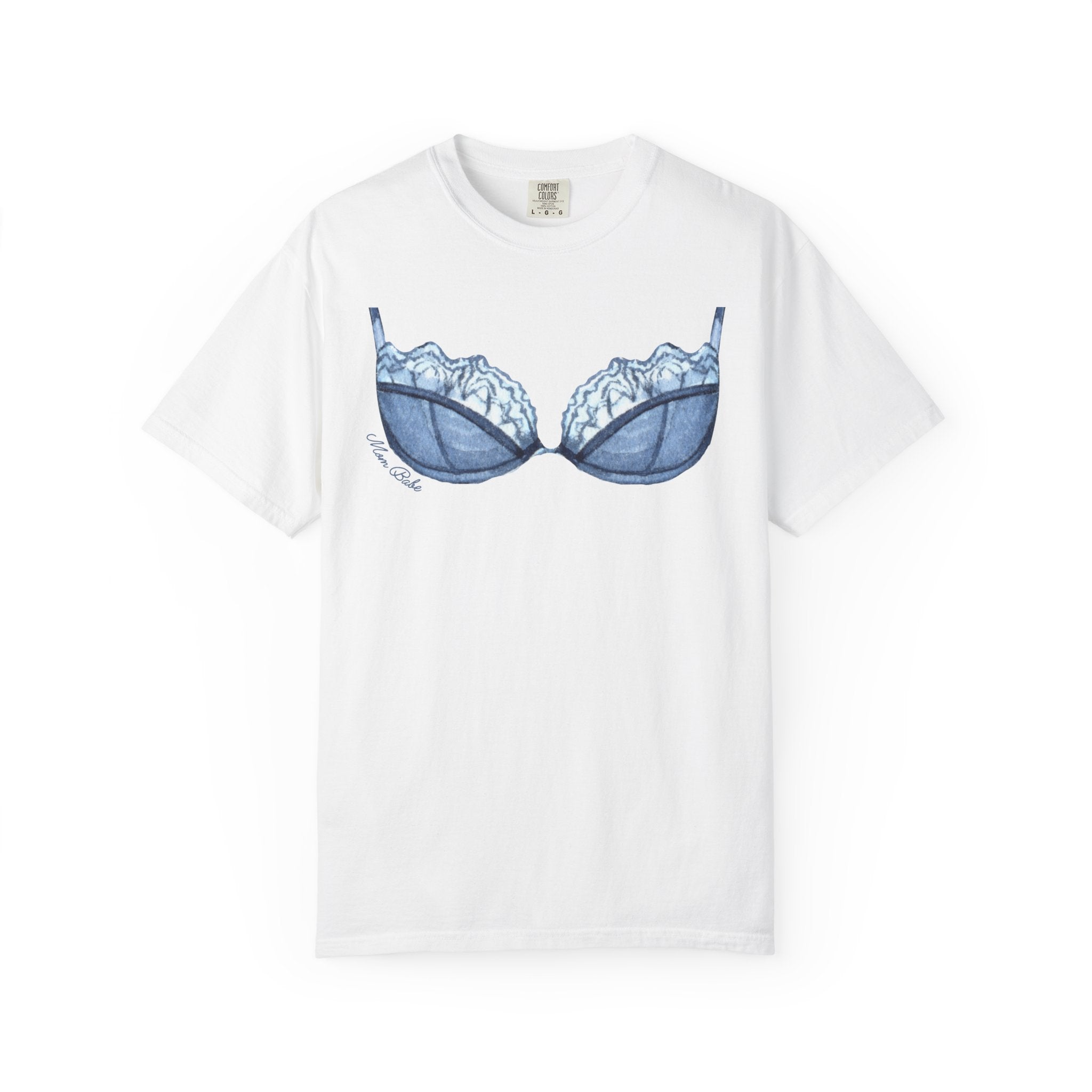MILF Mom Babe - Lace Bra Tee Blue