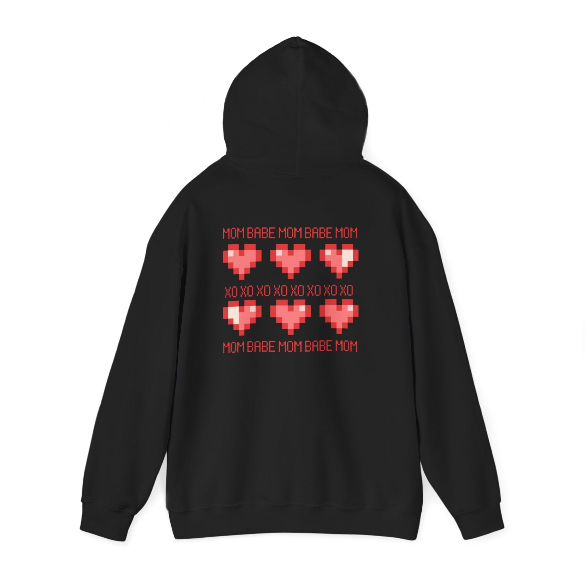 Mom Babe XOXO - Pixel Heart Graphic Hoodie