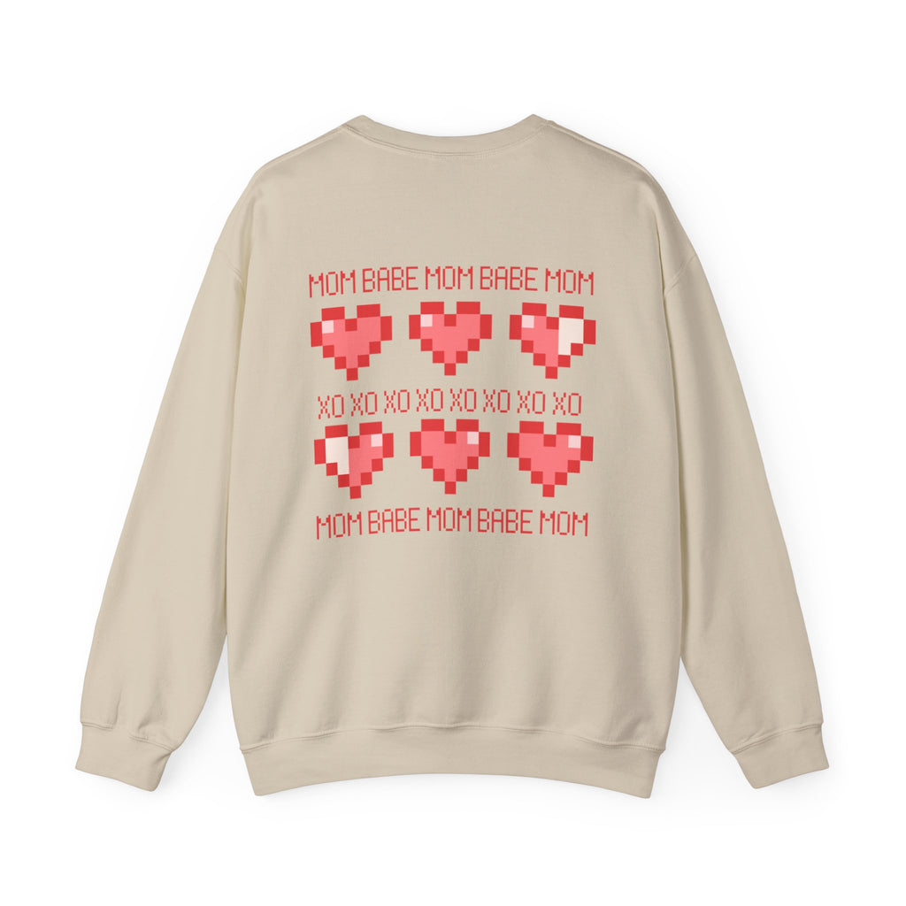 Mom Babe XOXO - Pixel Heart Graphic Sweatshirt