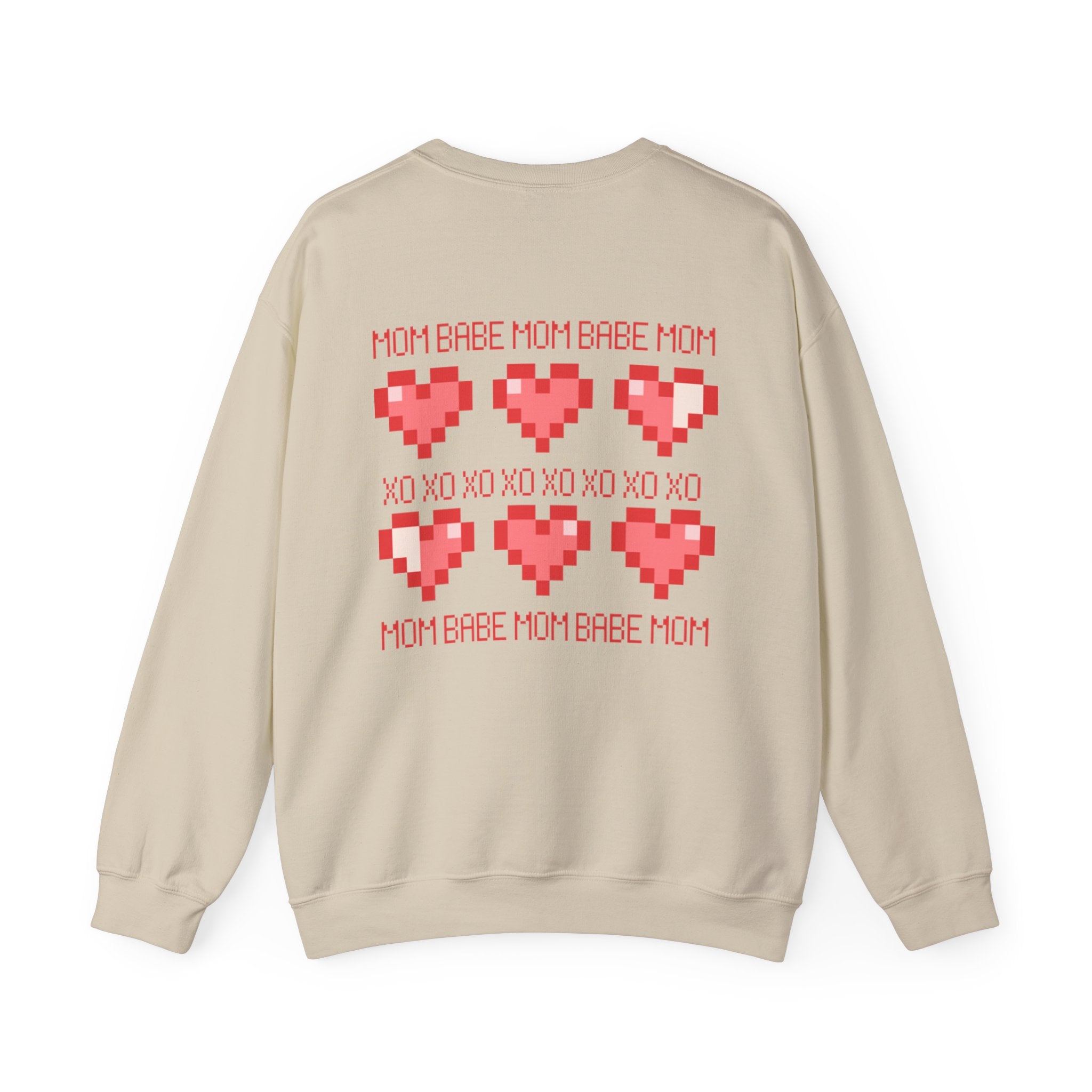 Mom Babe XOXO - Pixel Heart Graphic Sweatshirt