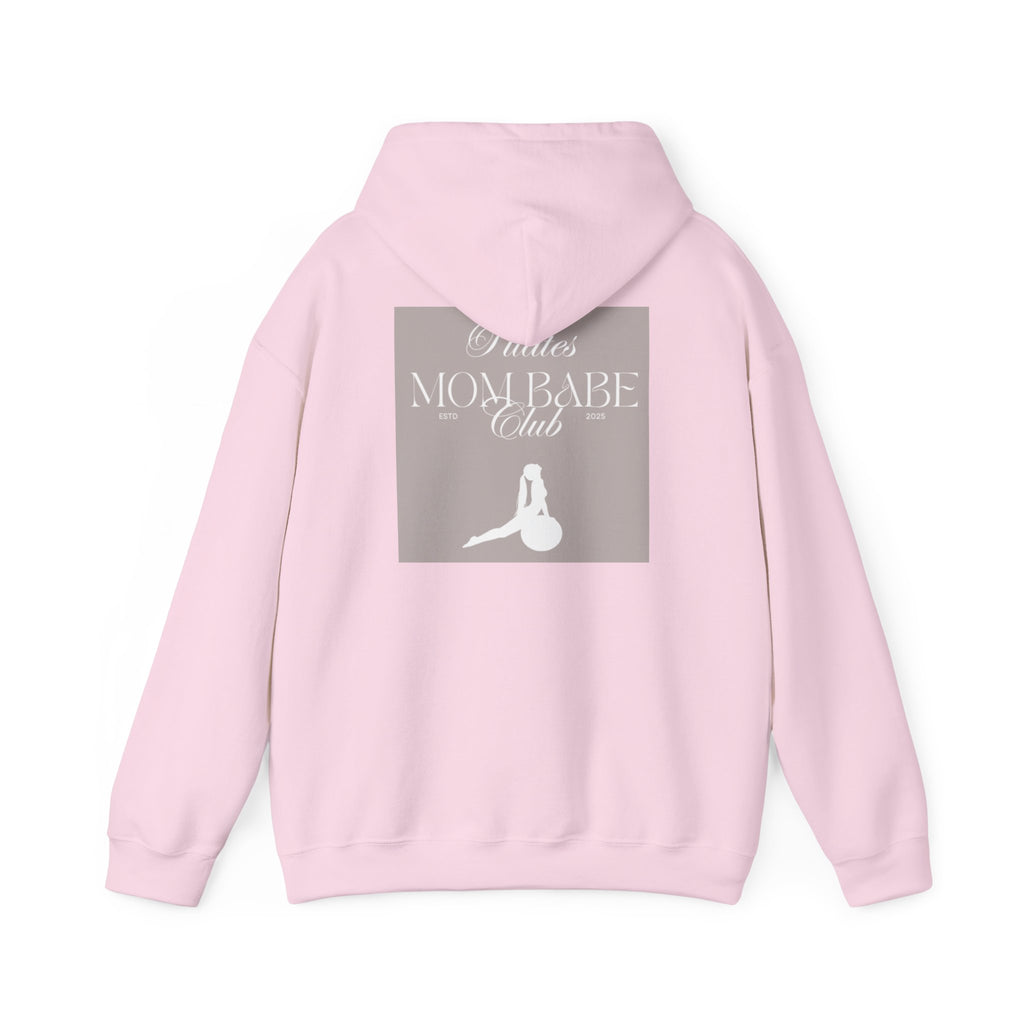 Pilates Mom Babe Club — Workout Graphic Hoodie (White Print)