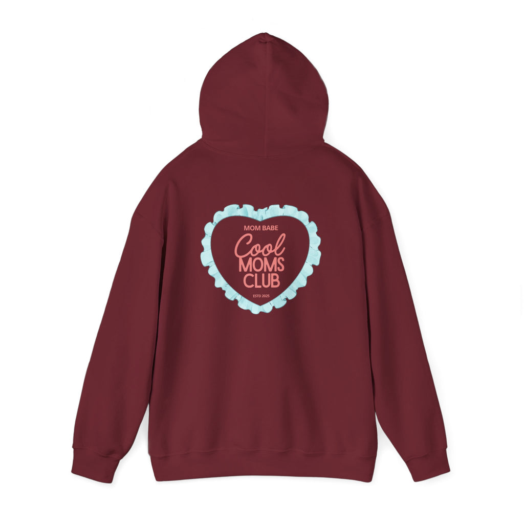 Mom Babe Cool Moms Club - Ruffled Heart Graphic Hoodie