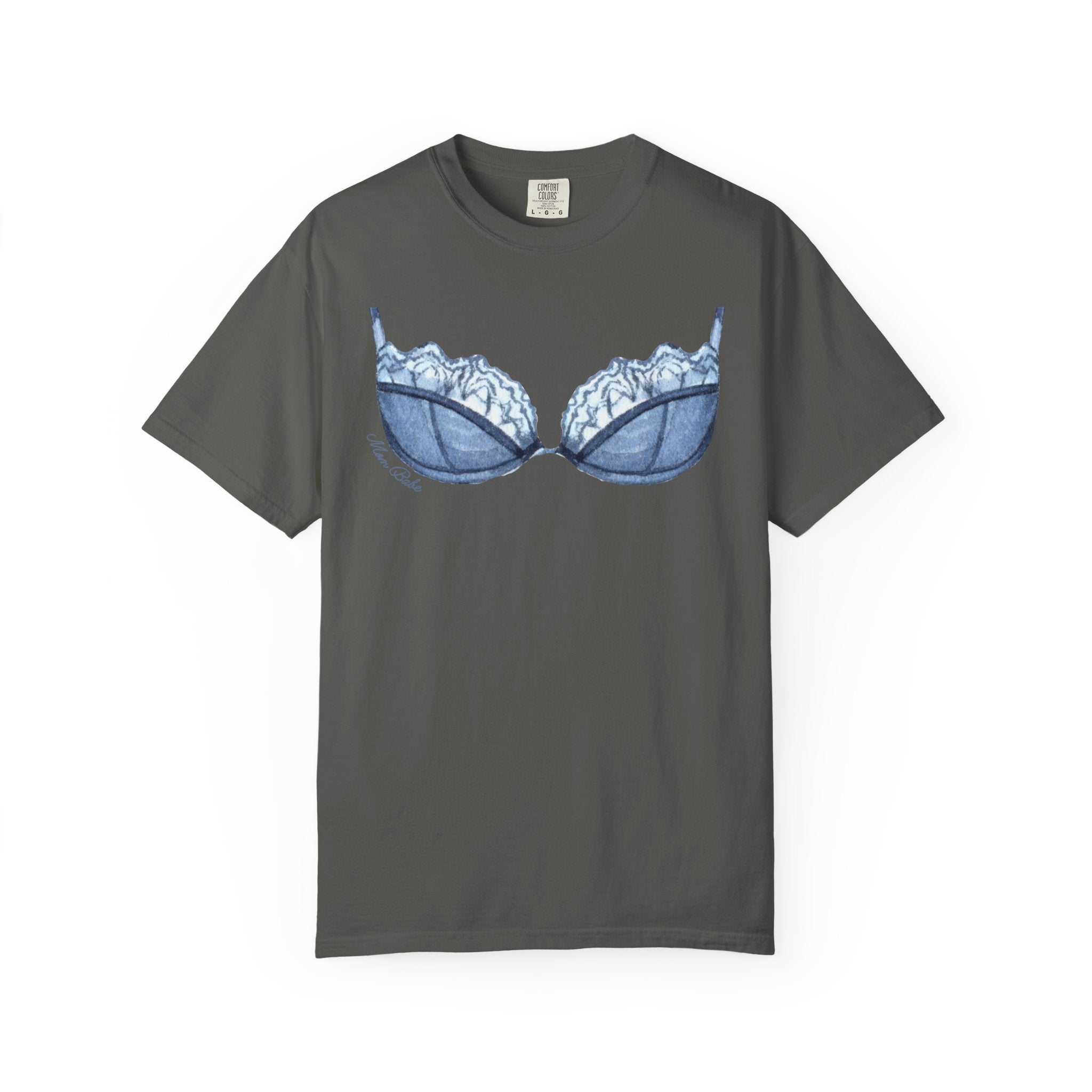 MILF Mom Babe - Lace Bra Tee Blue