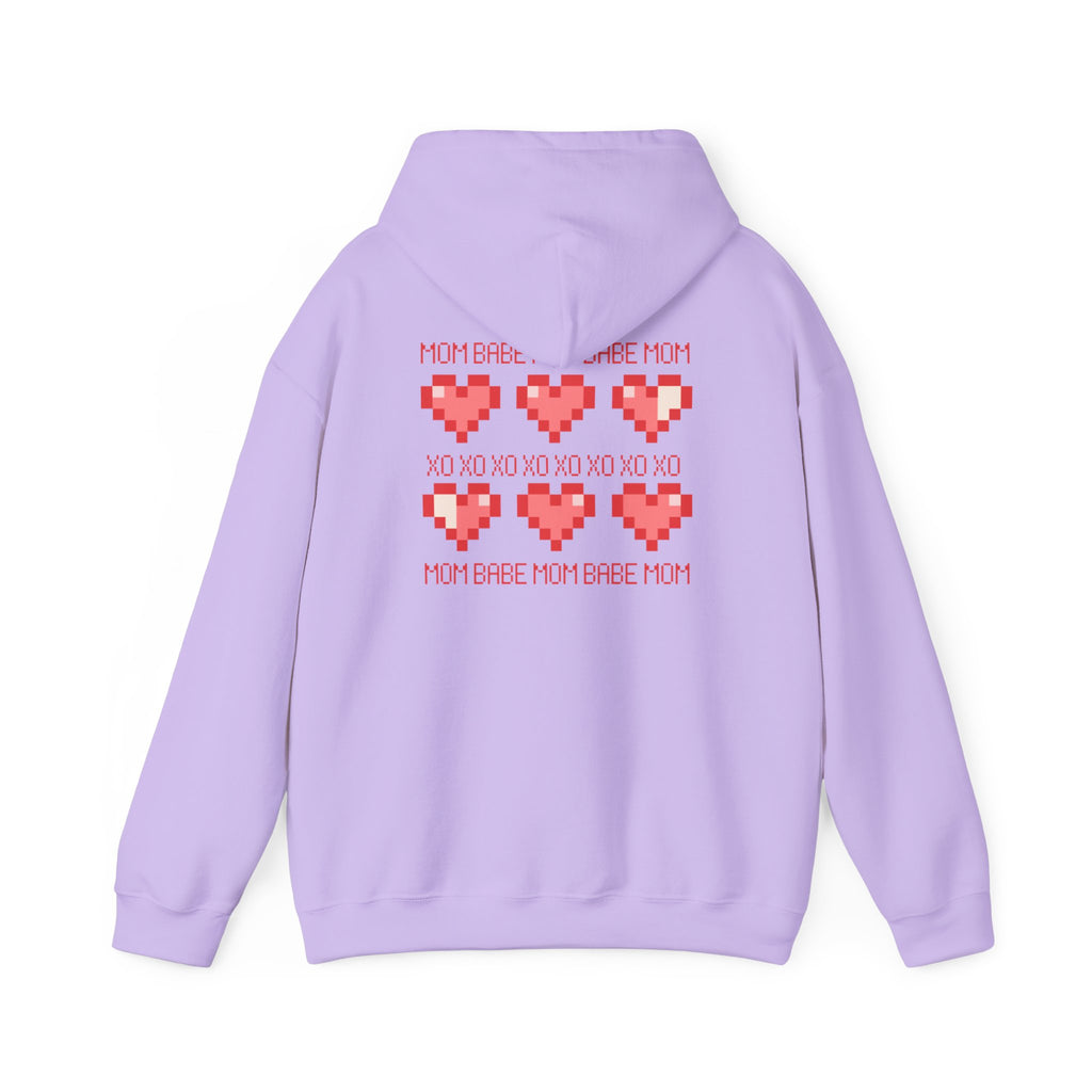 Mom Babe XOXO - Pixel Heart Graphic Hoodie