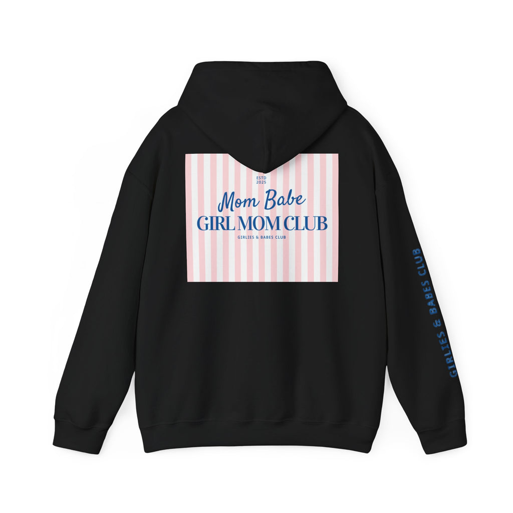 Mom Babe Girl Mom Club - Striped Graphic Hoodie