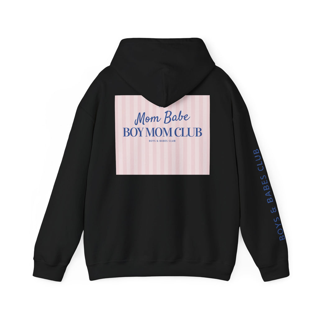 Mom Babe Boy Mom Club - Striped Graphic Hoodie