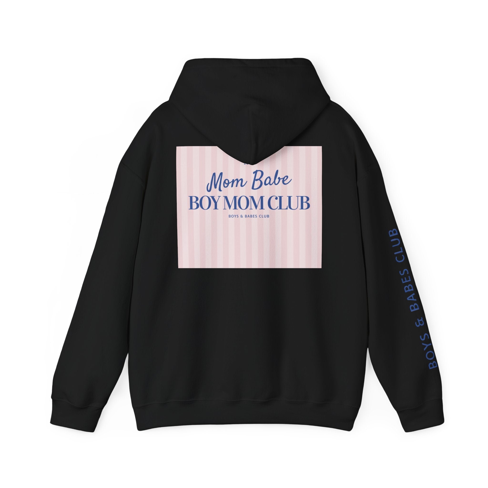 Mom Babe Boy Mom Club - Striped Graphic Hoodie