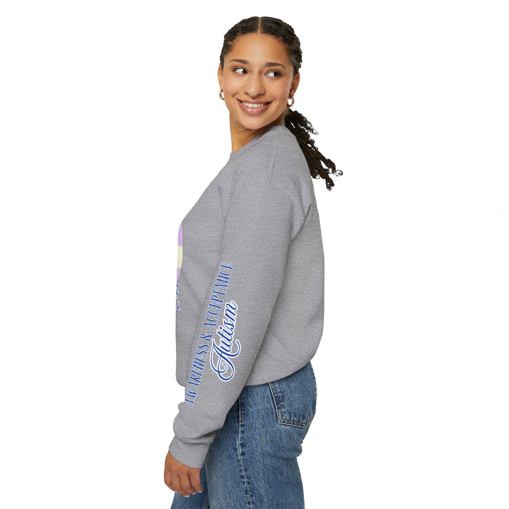 Autism Awareness and Acceptance — Checkered Heart Sweatshirt