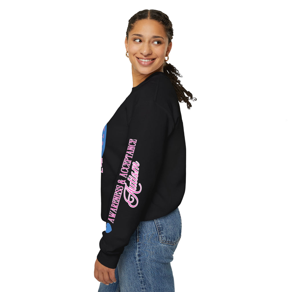 Autism Awareness and Acceptance — Stitched Heart Sweatshirt
