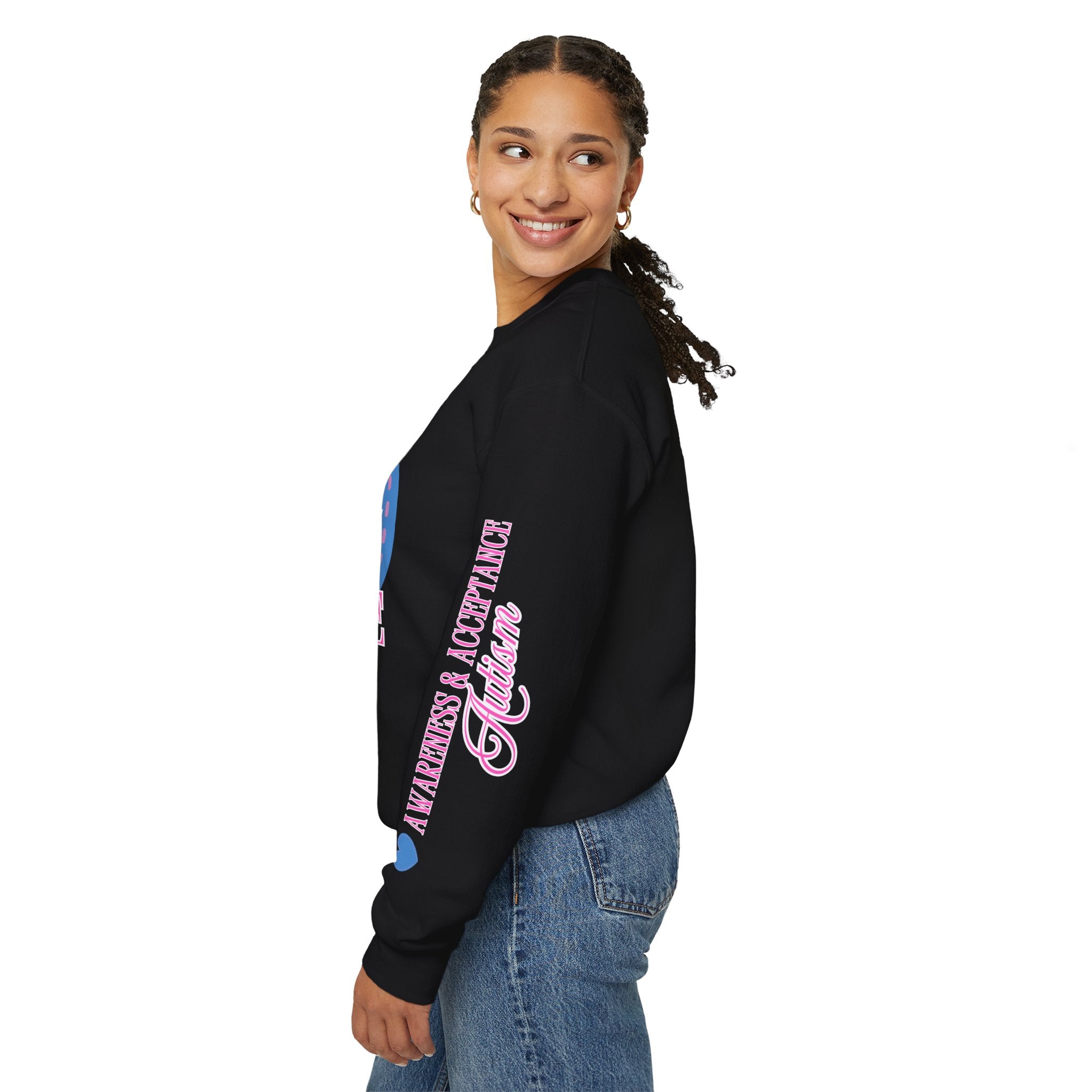 Autism Awareness and Acceptance — Stitched Heart Sweatshirt