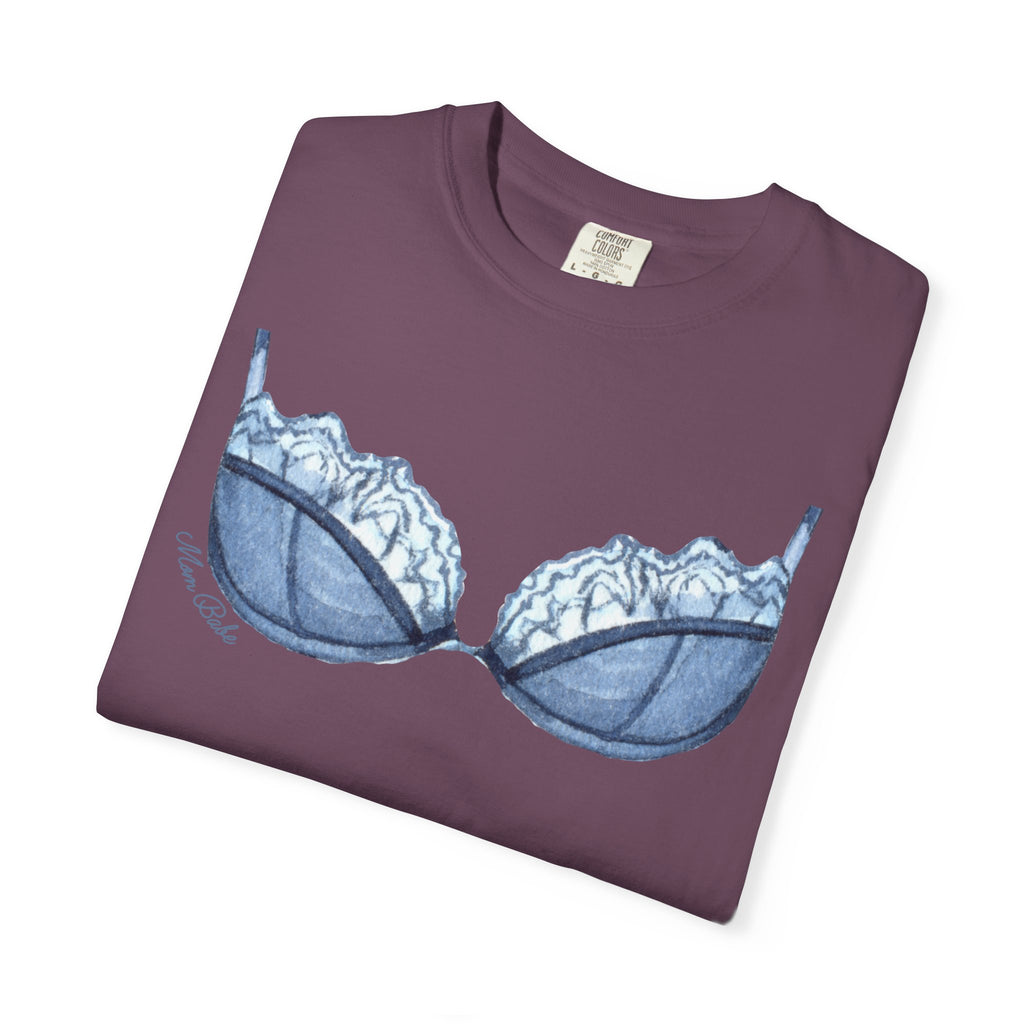 MILF Mom Babe - Lace Bra Tee Blue