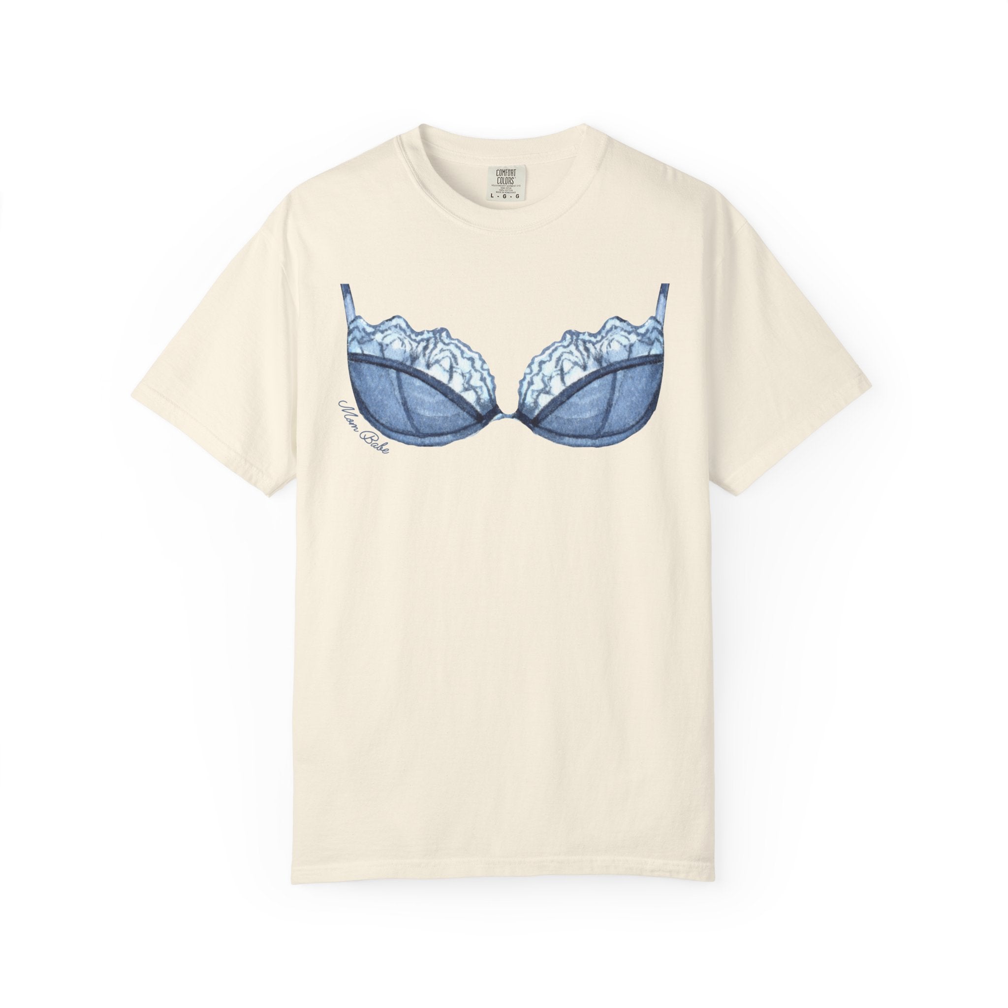 MILF Mom Babe - Lace Bra Tee Blue