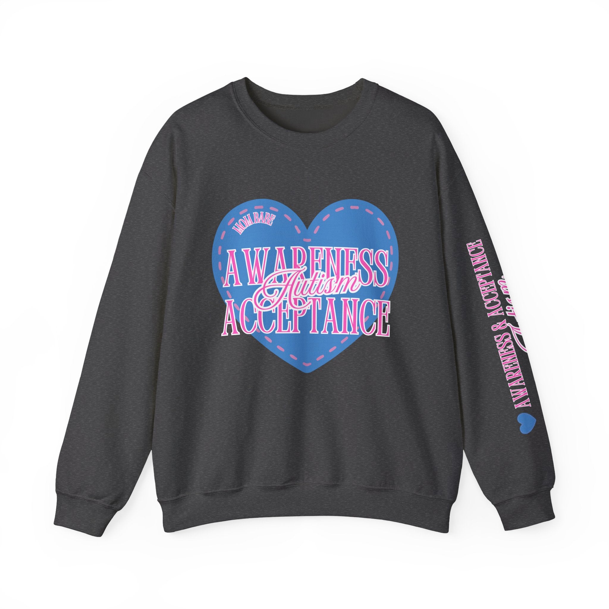 Autism Awareness and Acceptance — Stitched Heart Sweatshirt