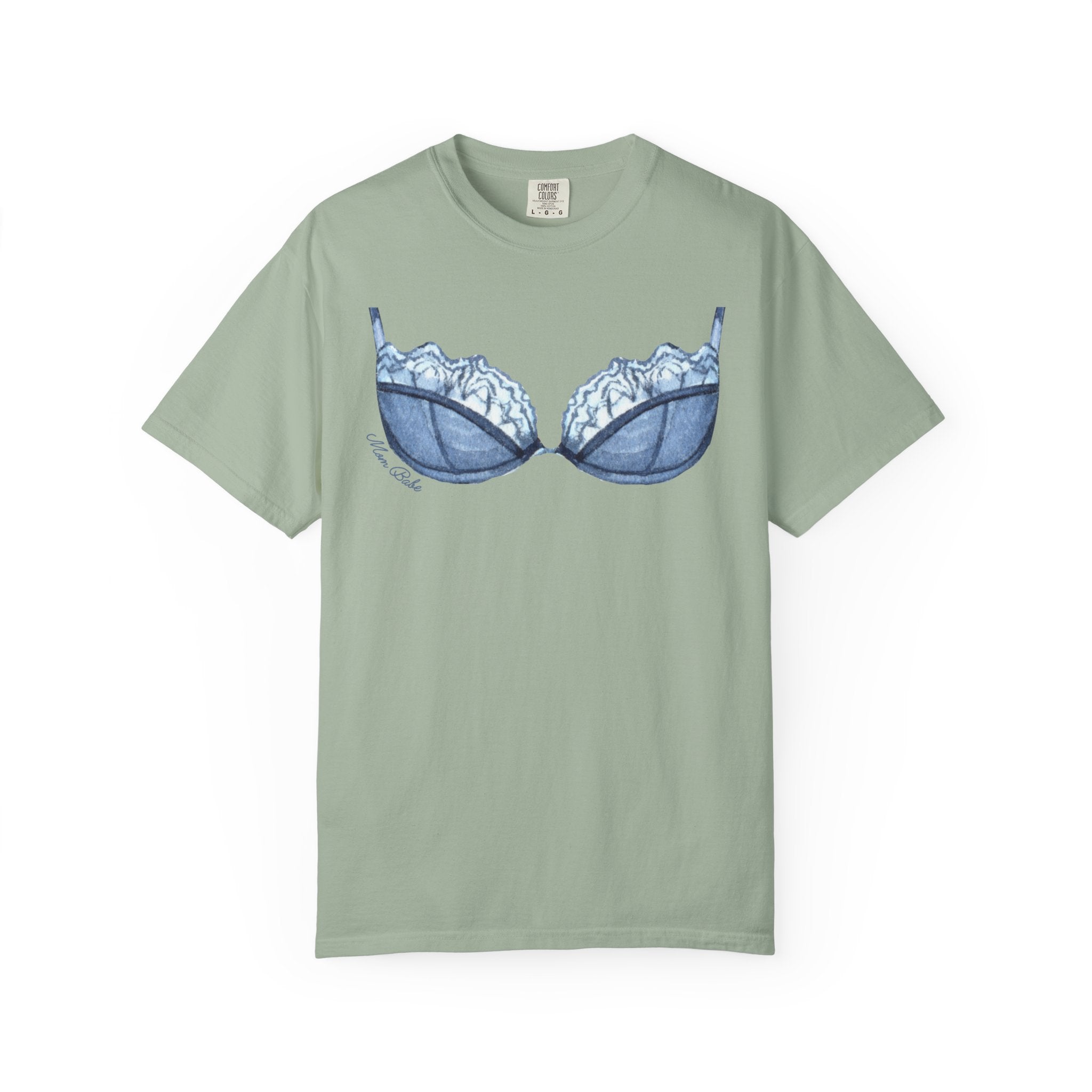 MILF Mom Babe - Lace Bra Tee Blue