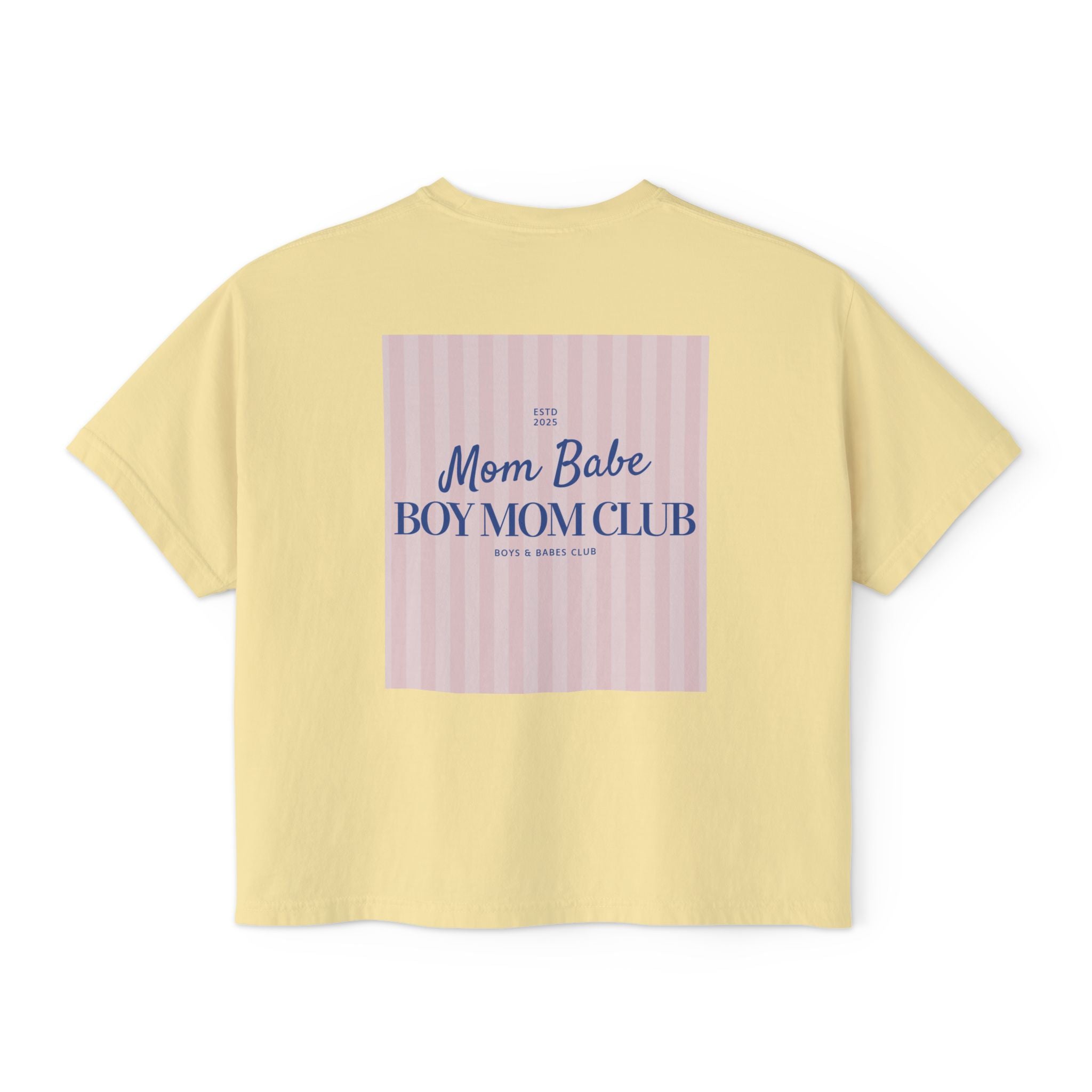 Mom Babe Boy Mom Club - Striped Graphic Tee