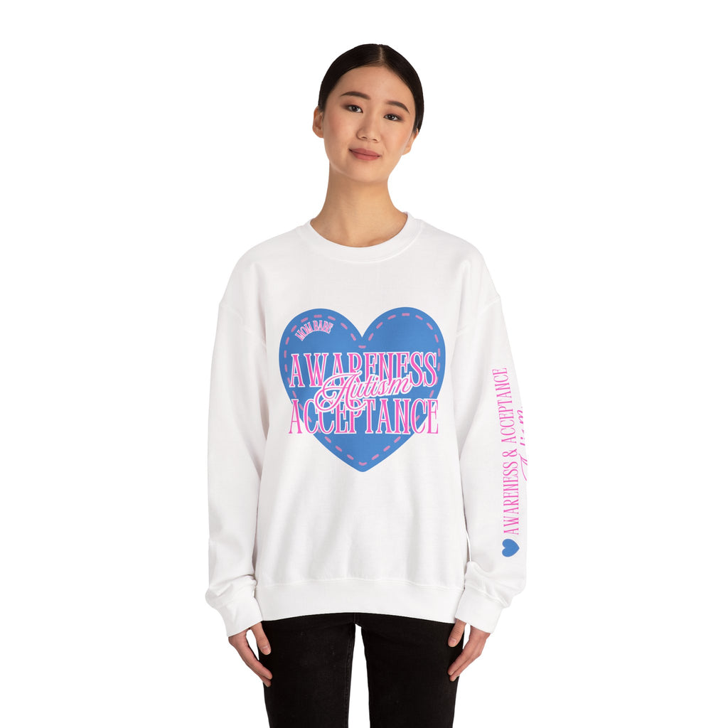 Autism Awareness and Acceptance — Stitched Heart Sweatshirt