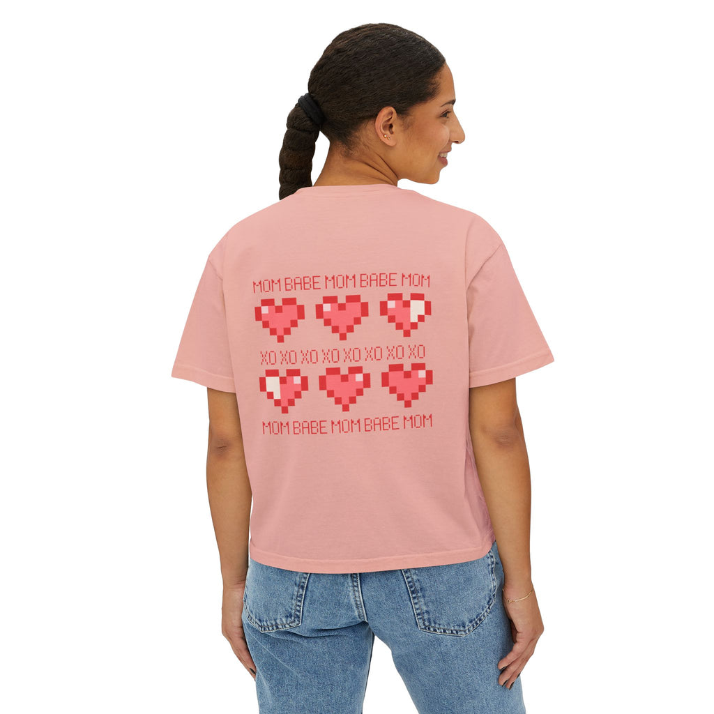 Mom Babe XOXO - Pixel Heart Graphic Tee