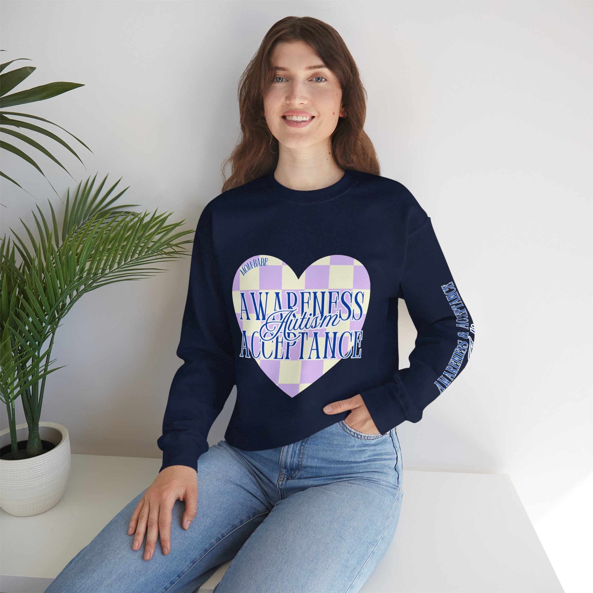 Autism Awareness and Acceptance — Checkered Heart Sweatshirt