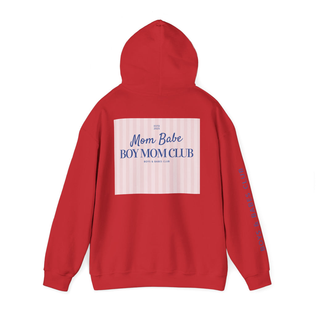 Mom Babe Boy Mom Club - Striped Graphic Hoodie