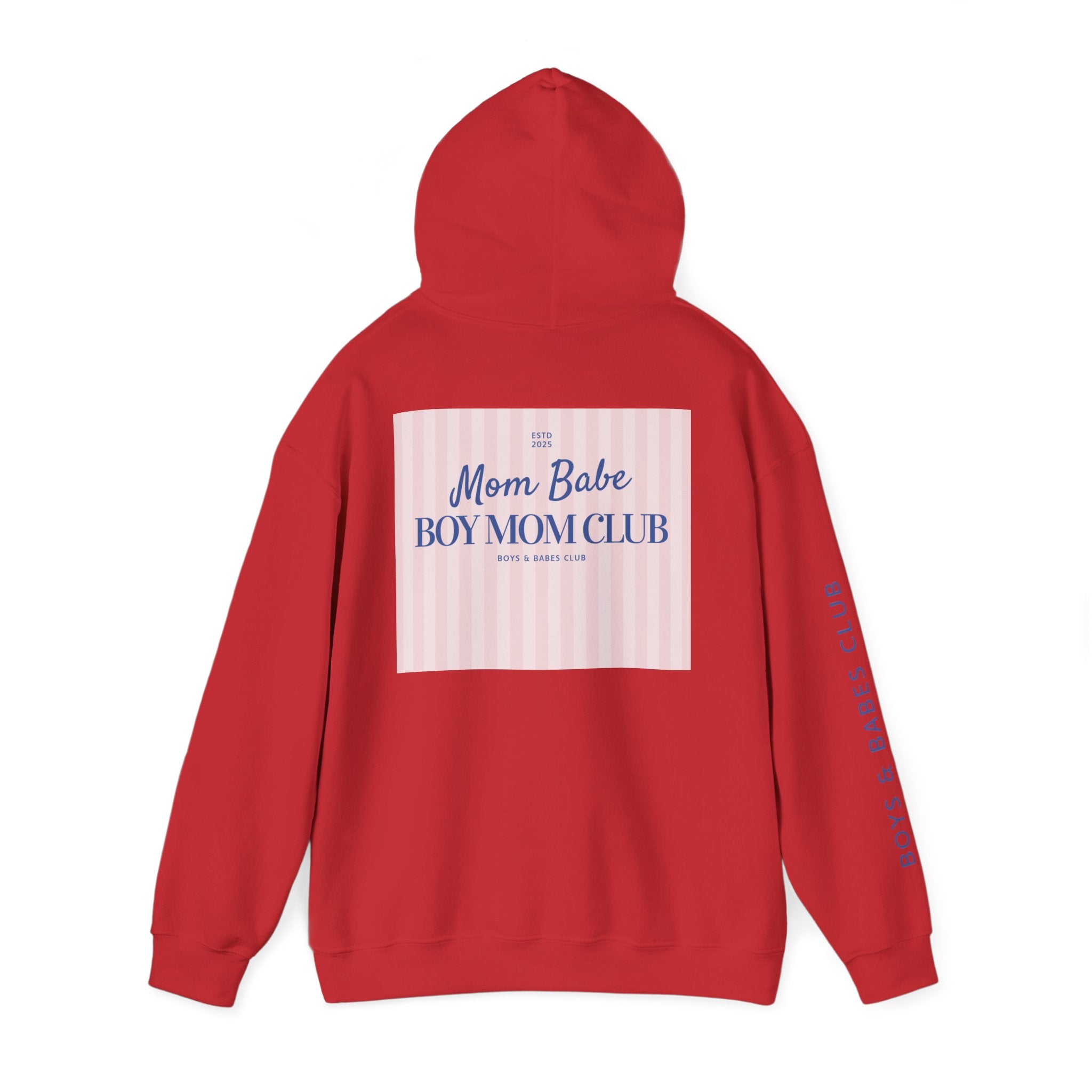Mom Babe Boy Mom Club - Striped Graphic Hoodie