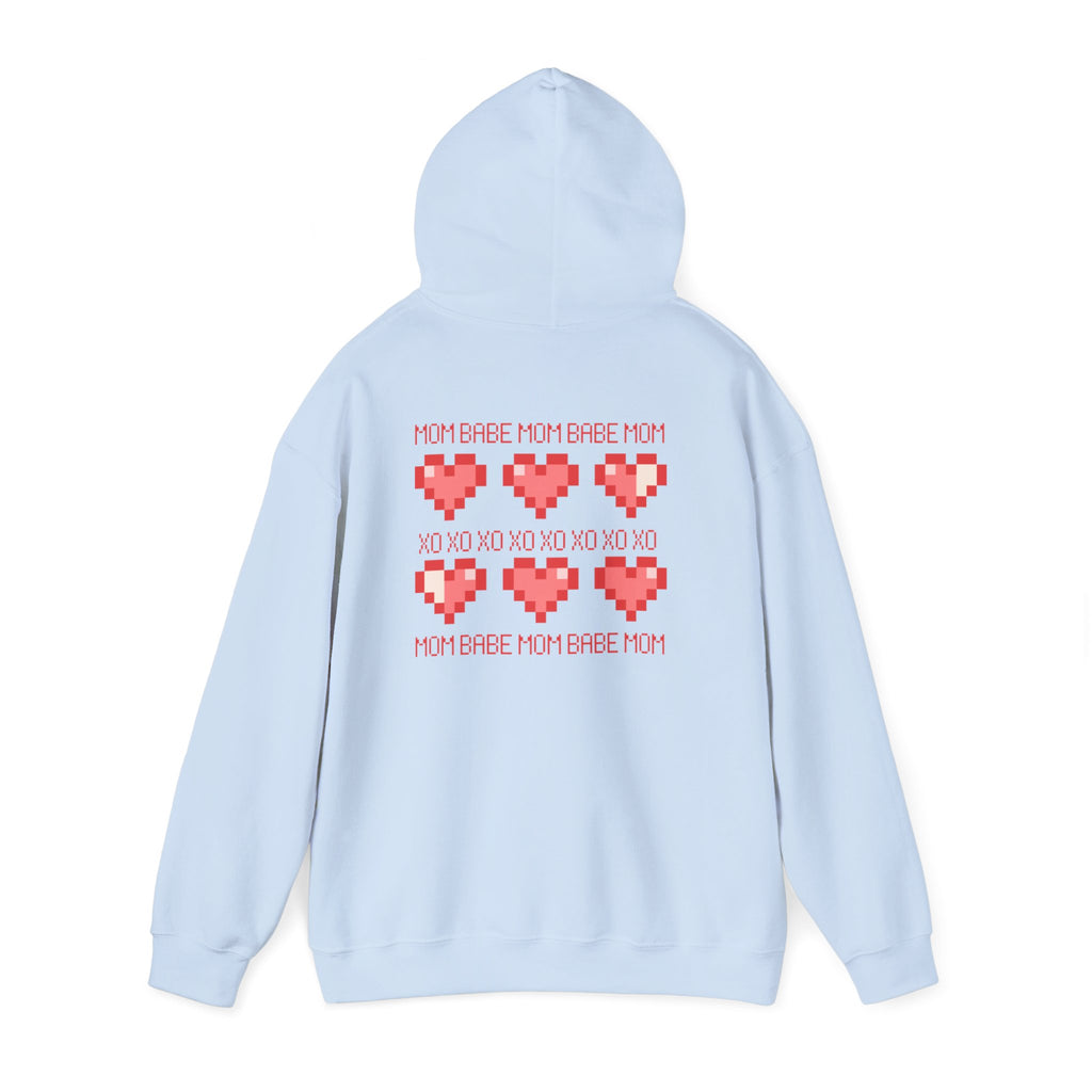 Mom Babe XOXO - Pixel Heart Graphic Hoodie