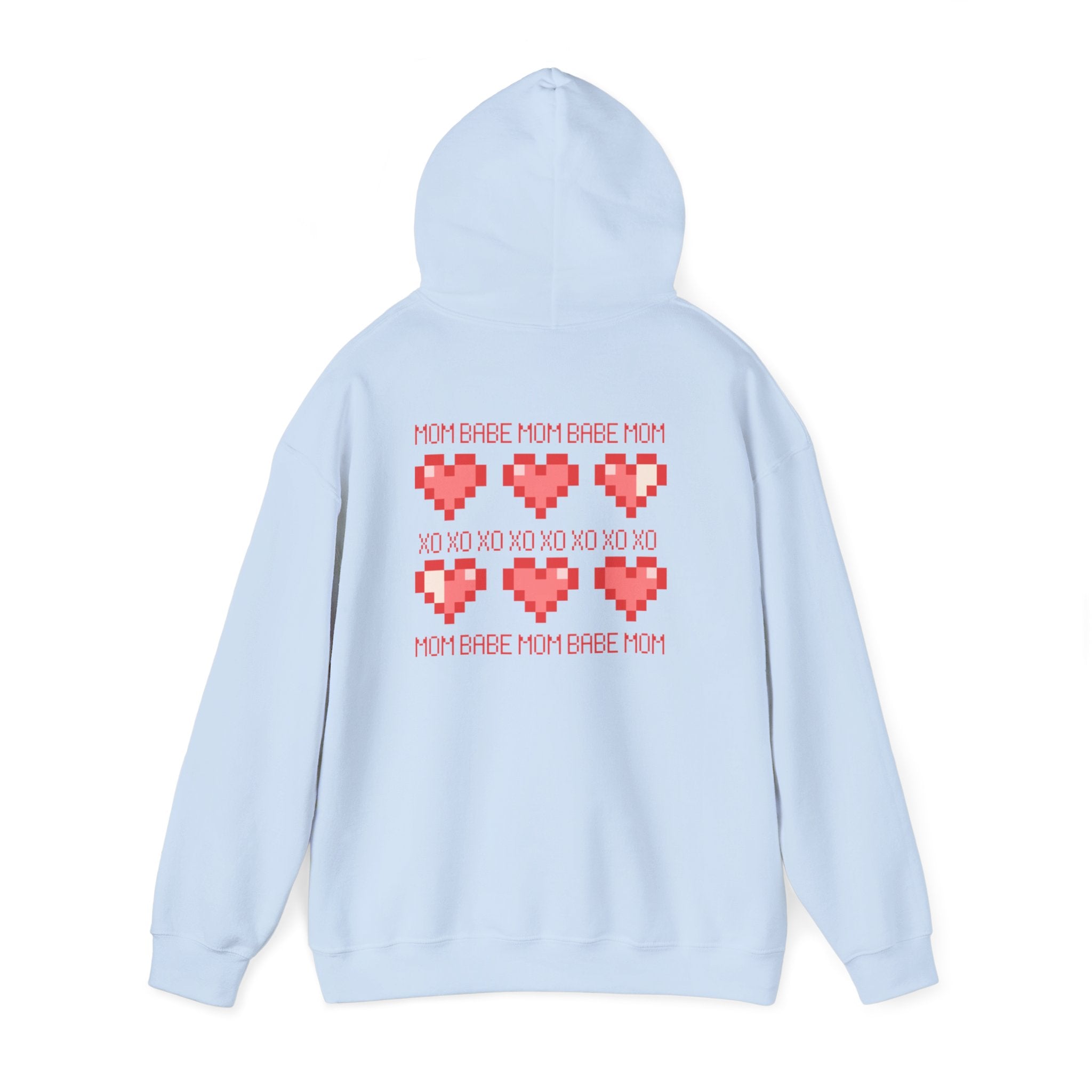 Mom Babe XOXO - Pixel Heart Graphic Hoodie