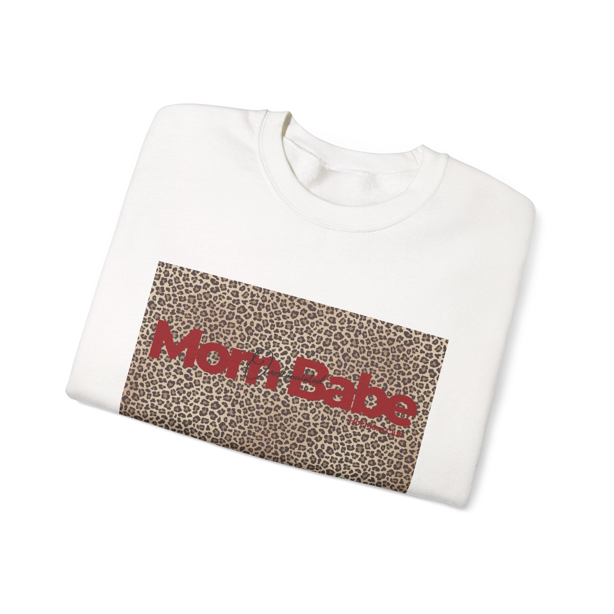 Overstimulated Mom Babe — Leopard Graphic Sweatshirt