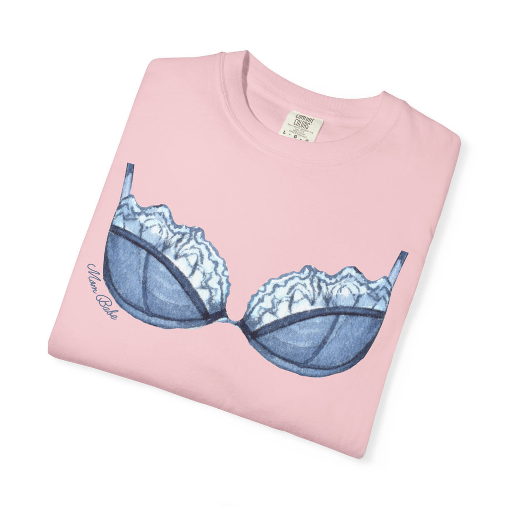MILF Mom Babe - Lace Bra Tee Blue