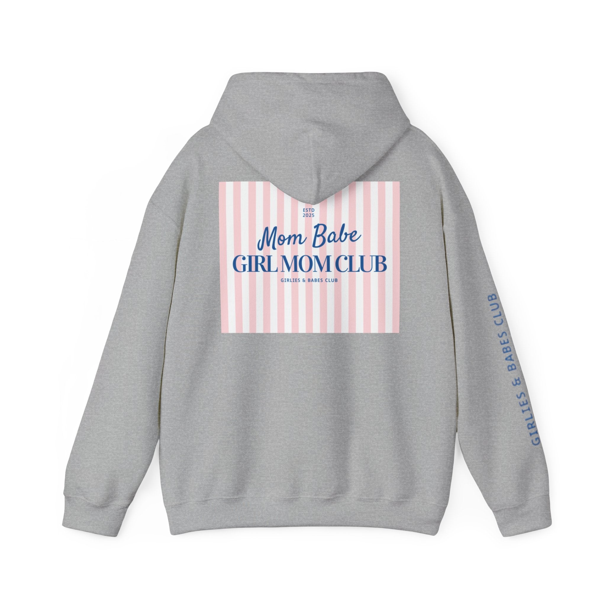 Mom Babe Girl Mom Club - Striped Graphic Hoodie