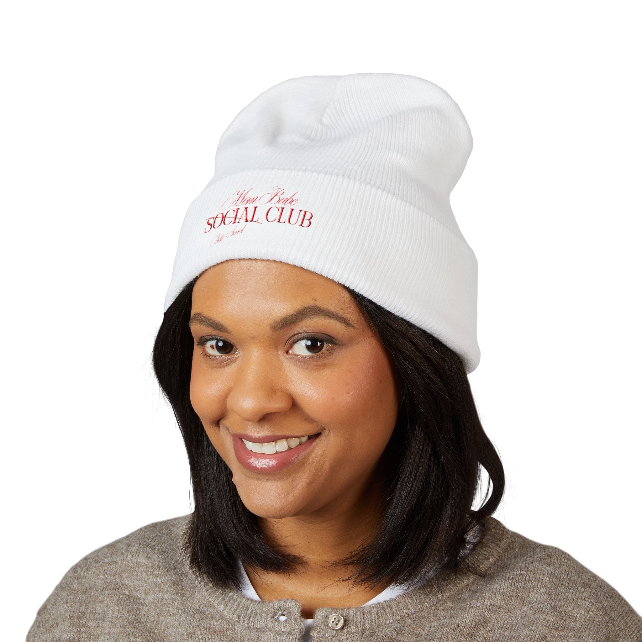 Mom Babe Anti-Social Club Beanie - Red Embroidery