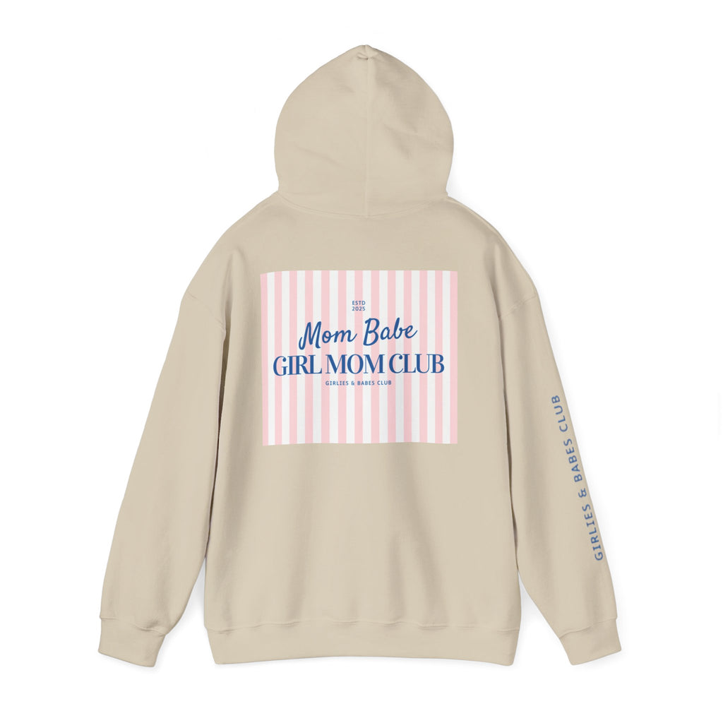 Mom Babe Girl Mom Club - Striped Graphic Hoodie